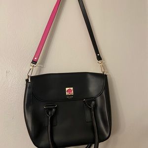Kate Spade Saddle Purse - Black with Hot Pink
